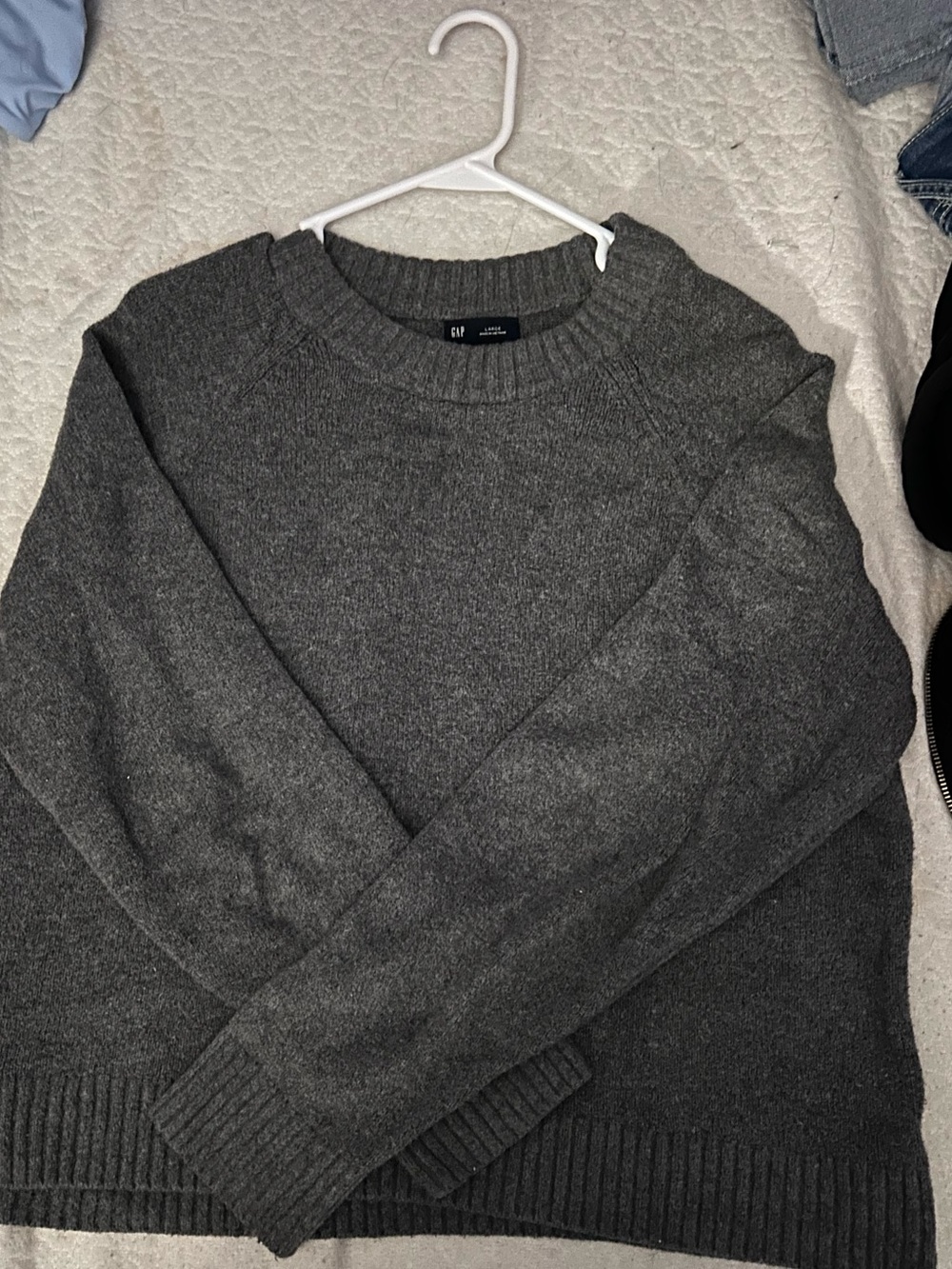Cuffed Sleeve Grey Crewneck Sweater